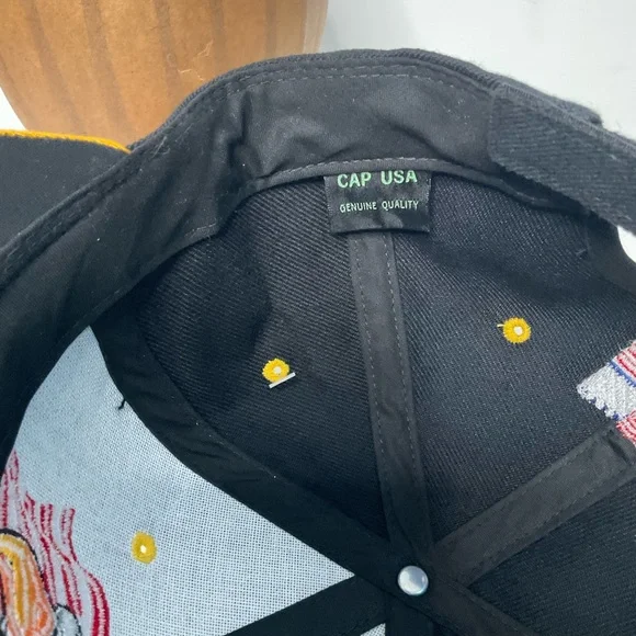 USA Men’s Embroidered American Flag Eagle Black Adjustable Closure Baseball Cap - Picture 13 of 14